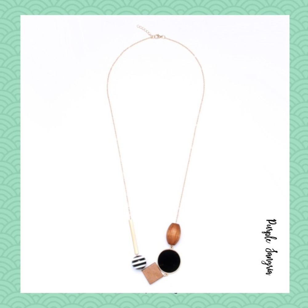 Multi - Beaded Geometric Necklace